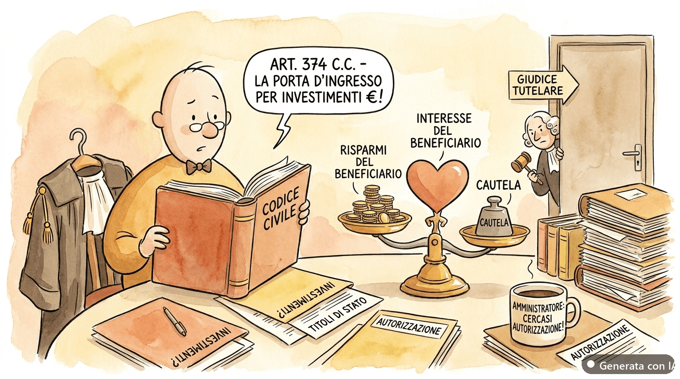 Investimenti e amministratore di sostegno: si possono impiegare i risparmi del beneficiario? - illustrazione ironica