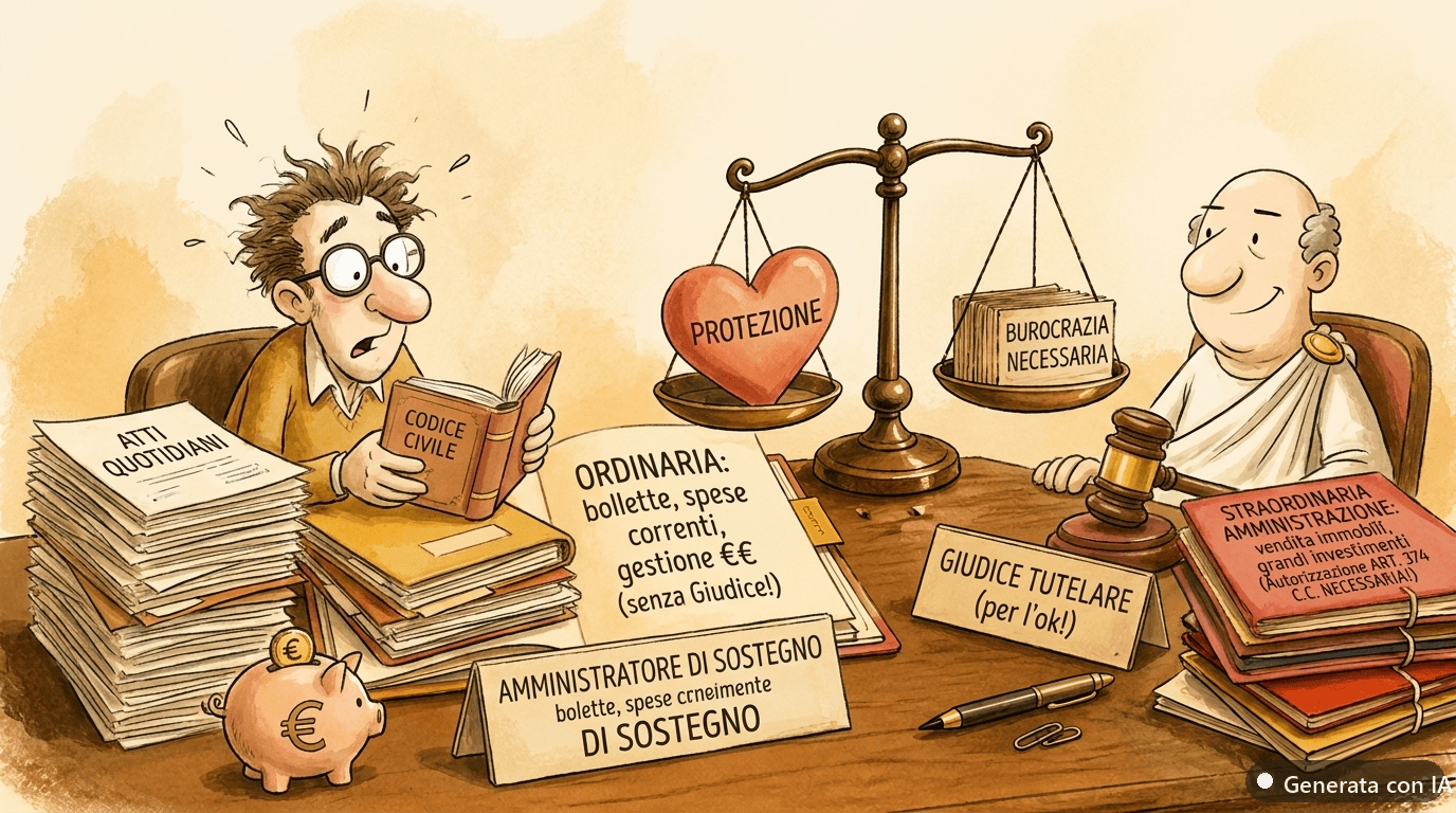 Ordinaria e straordinaria amministrazione: cosa può fare l’amministratore di sostegno senza il giudice tutelare