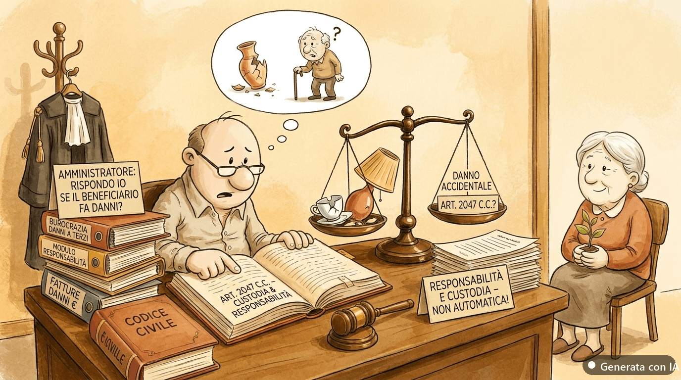 Responsabilità dell’amministratore di sostegno: risponde dei danni causati dal beneficiario? (art. 2047 c.c.)