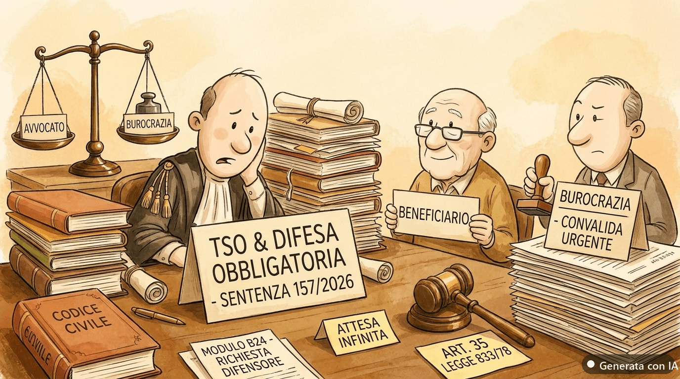 TSO e difesa tecnica obbligatoria: la Consulta impone l’avvocato nella convalida (sentenza n. 157/2026)